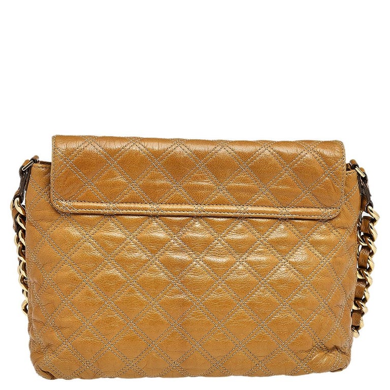 Marc Jacobs, Bags, Marc Jacobs Leather Bag Lambskin Quilted 2 Tone Khaki  Gold Metal Chains