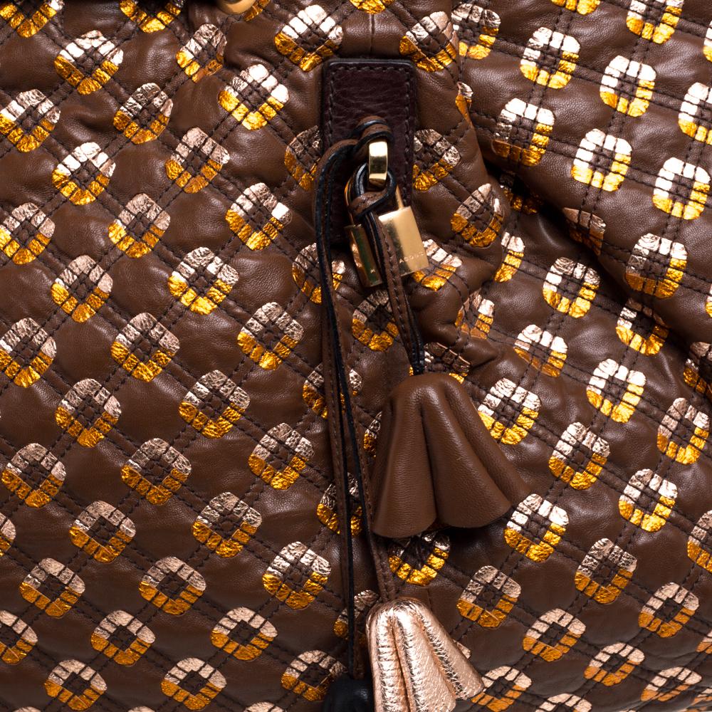 Marc Jacobs Braun/Rose Gold Leder Memphis Tragetasche mit Kordelzug 7