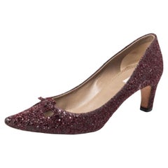 Marc Jacobs Burgundy Glitter Slip on Pumps Taglia 37