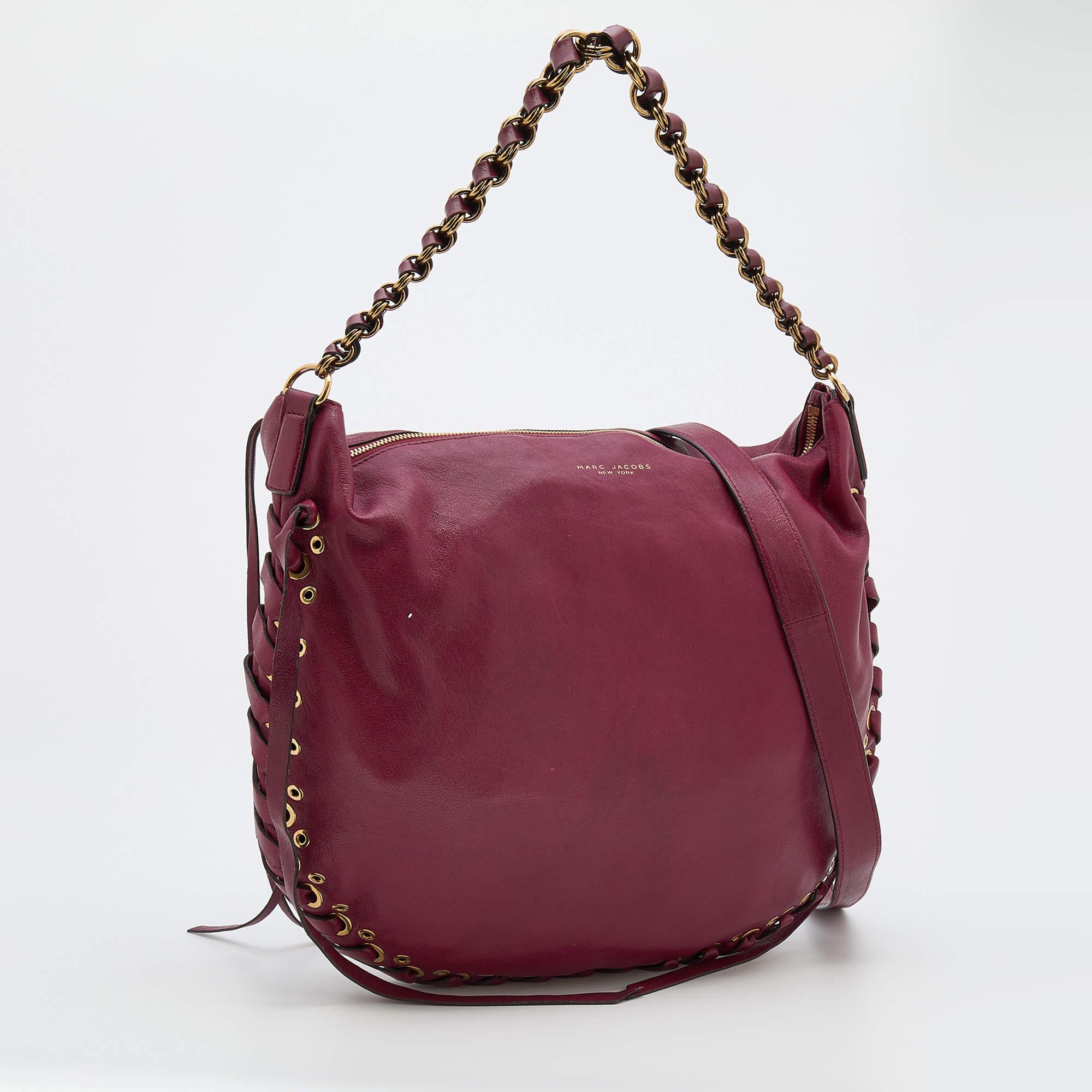 Brown Marc Jacobs Burgundy Leather Lace Nomad Hobo