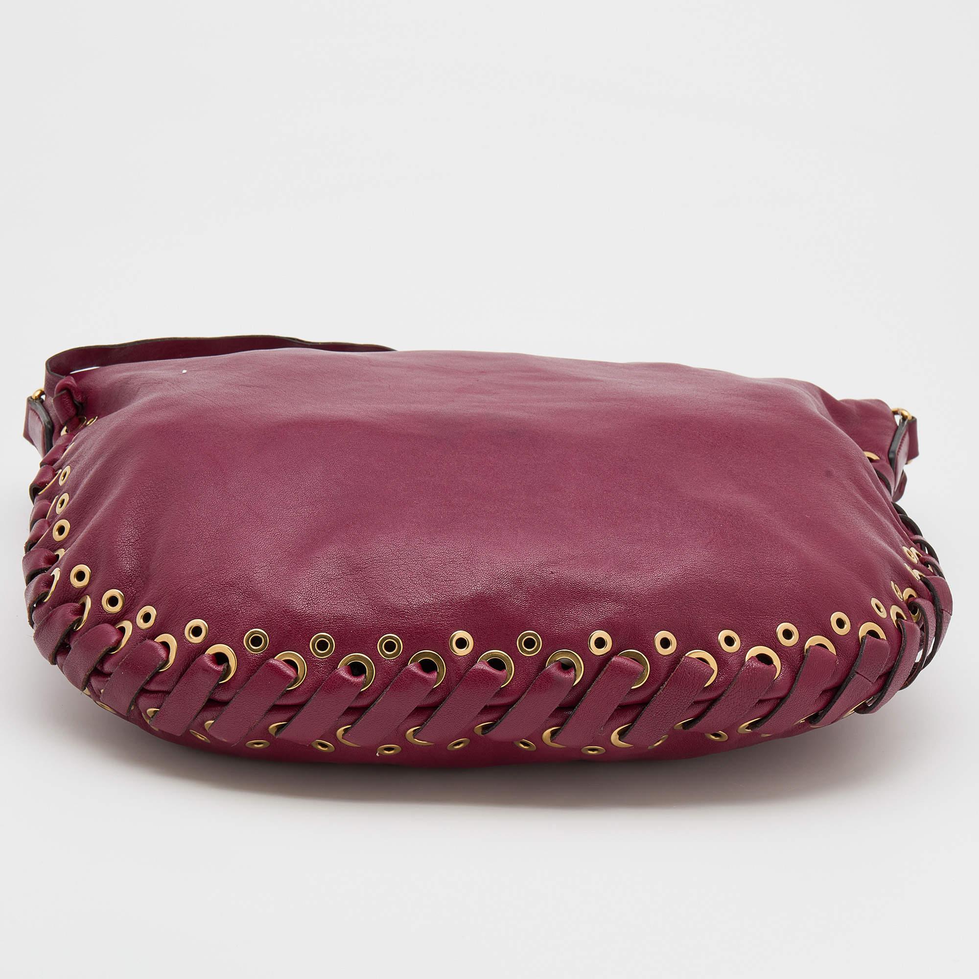 Marc Jacobs Burgundy Leather Lace Nomad Hobo 1