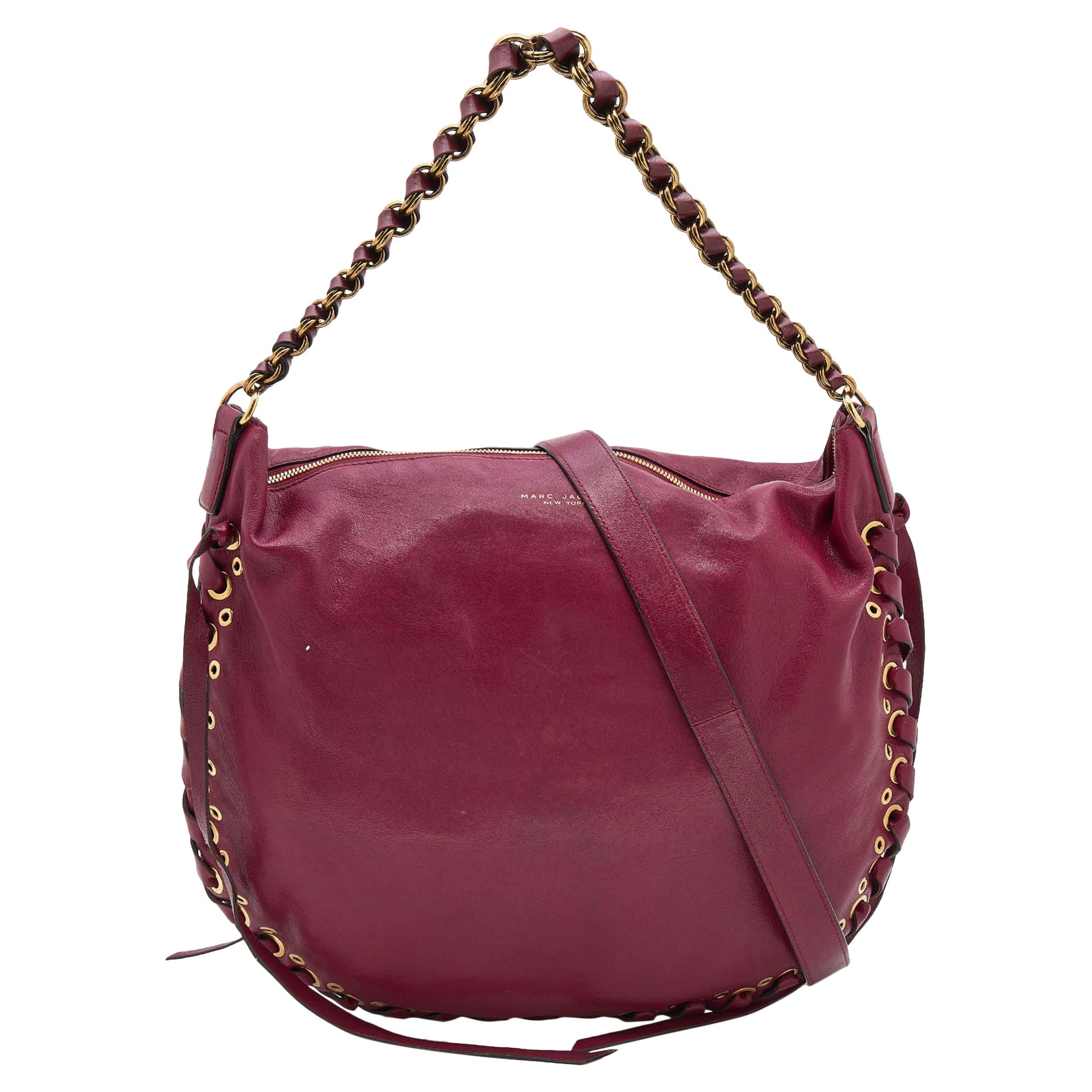 Marc Jacobs Burgundy Leather Lace Nomad Hobo