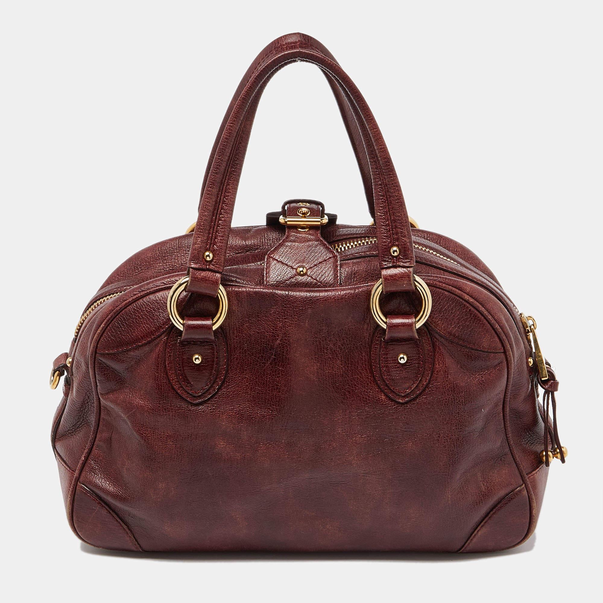 Marc Jacobs Burgundy Leather Satchel In Fair Condition In Dubai, Al Qouz 2