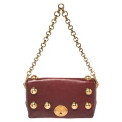 Marc Jacobs Burgundy Leather Studded Flap Shoulder Bag