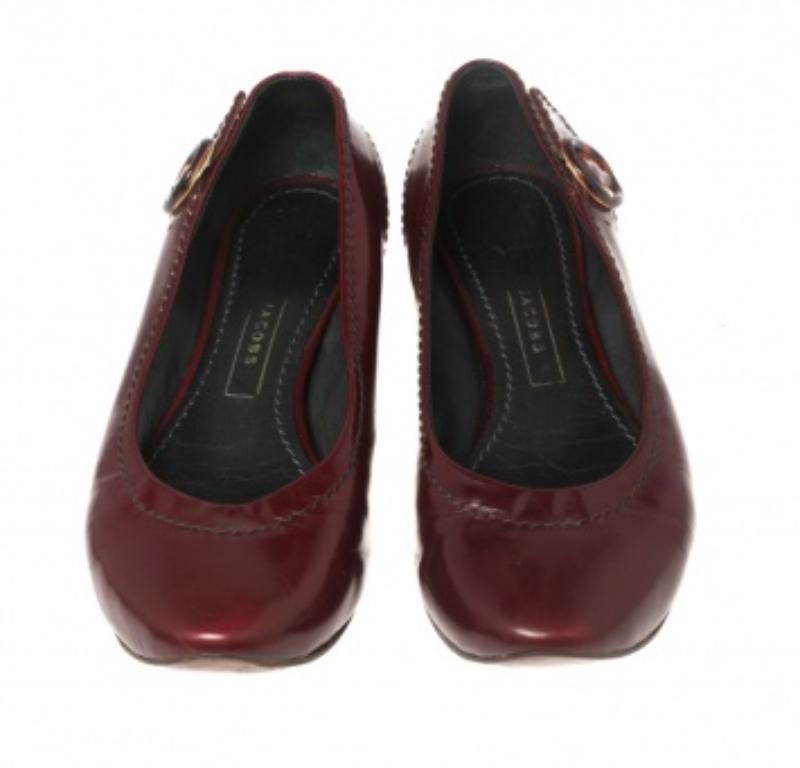 Women's Marc Jacobs Burgundy Patent Ballet Flats Size 37 For Sale