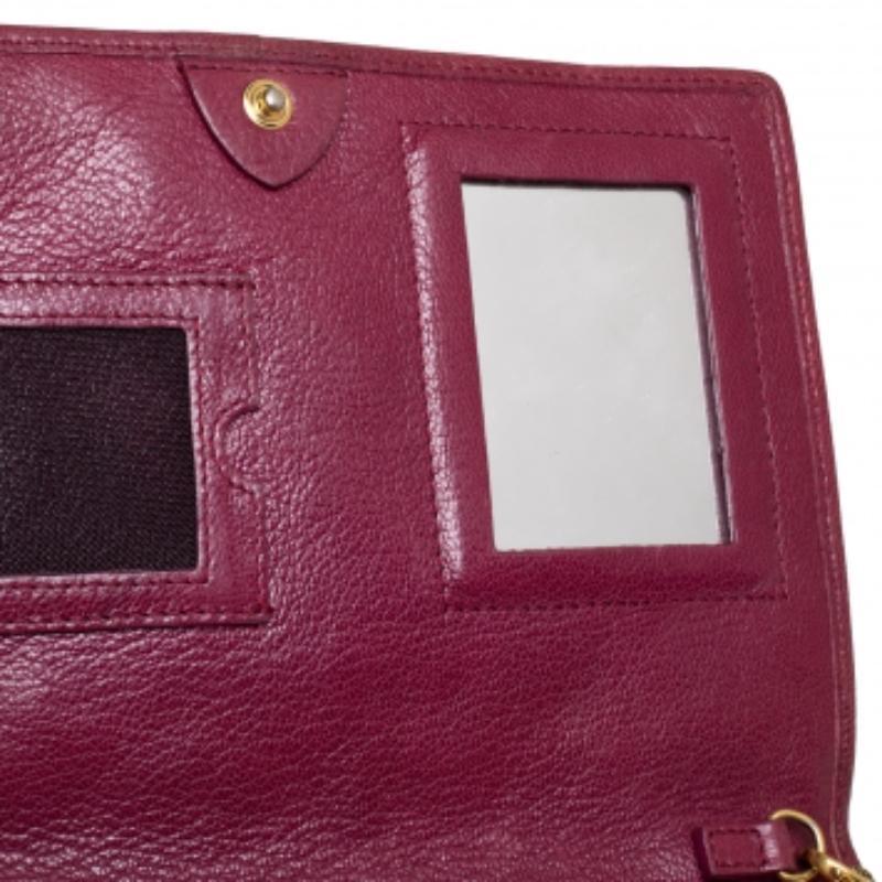 Brown Marc Jacobs Burgundy Quilted Leather Flap Chain Clutch For Sale