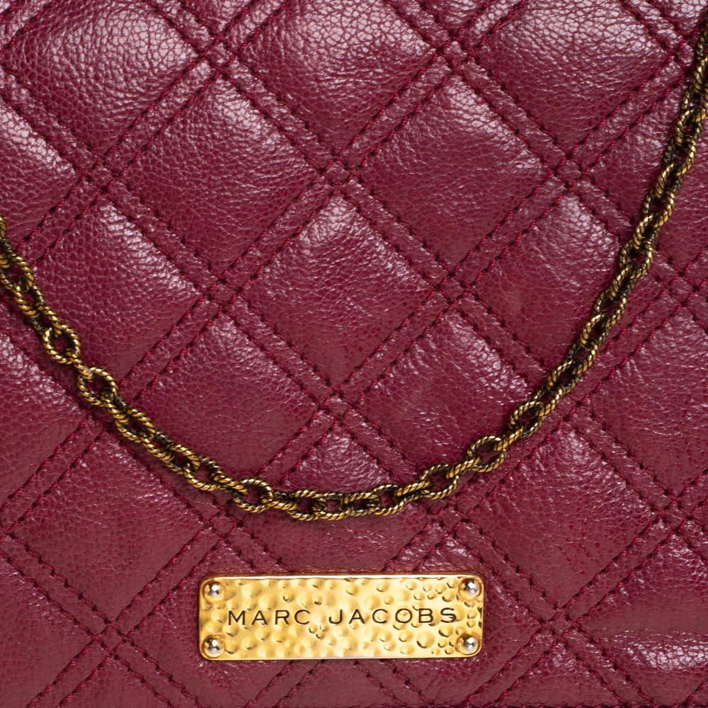 Women's Marc Jacobs Burgundy Quilted Leather Flap Chain Clutch