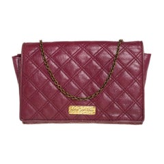 Marc Jacobs Burgundy Quilted Leather Flap Chain Clutch