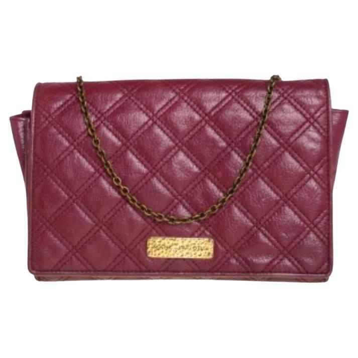 Marc Jacobs Burgundy Quilted Leather Flap Chain Clutch For Sale