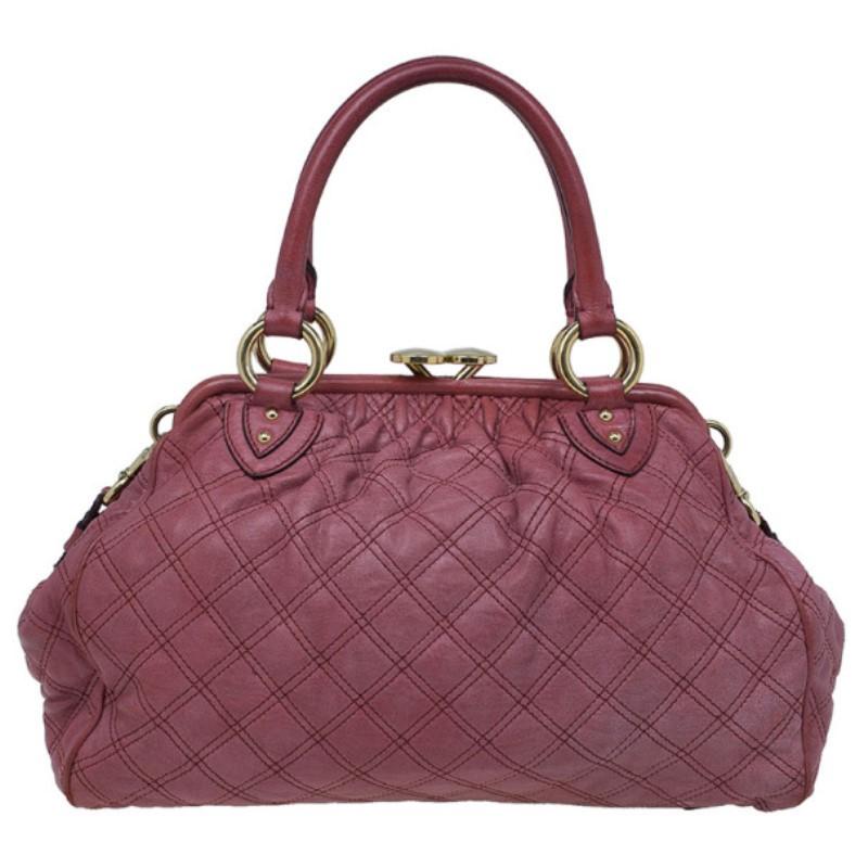 Brown Marc Jacobs Cherry Red Quilted Leather Stam Bag