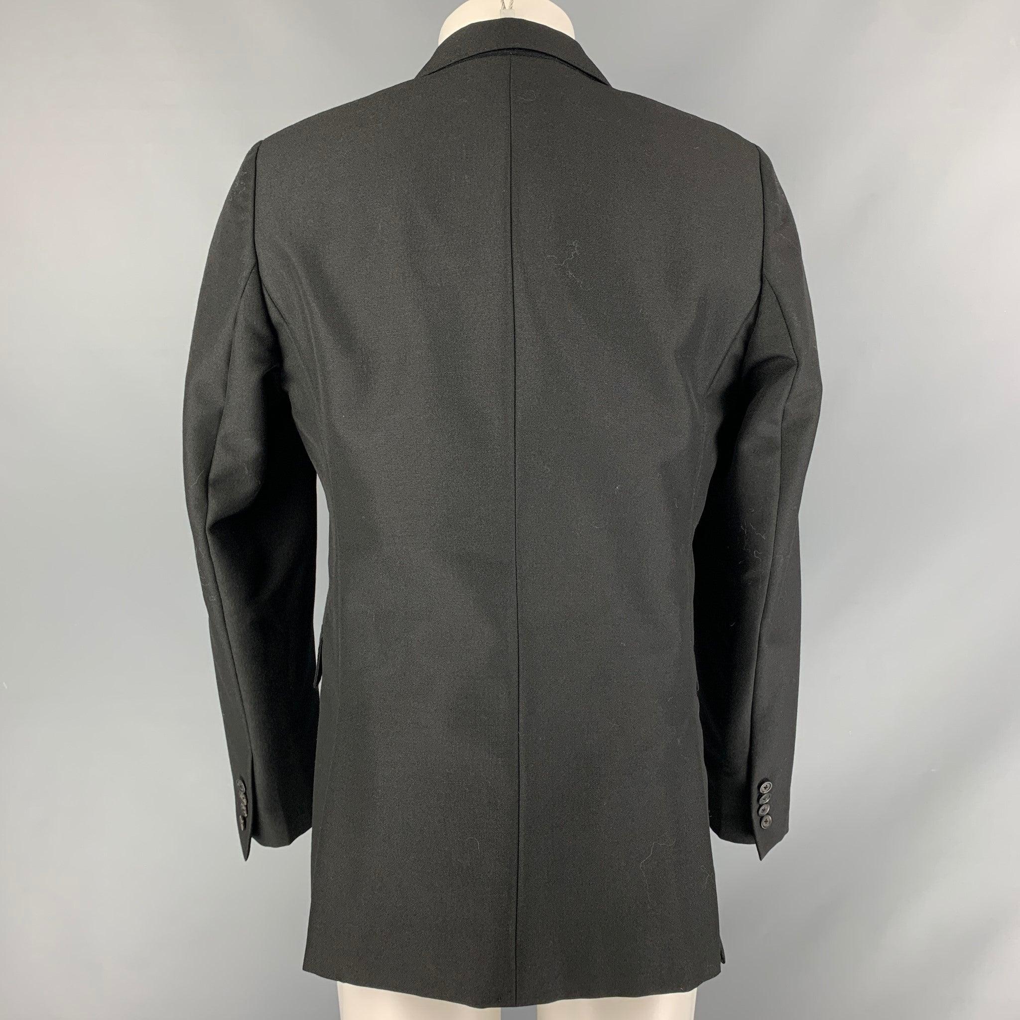 MARC JACOBS Chest Size 38 Black Solid Mohair &  Wool Peak Lapel Sport Coat In Excellent Condition For Sale In San Francisco, CA