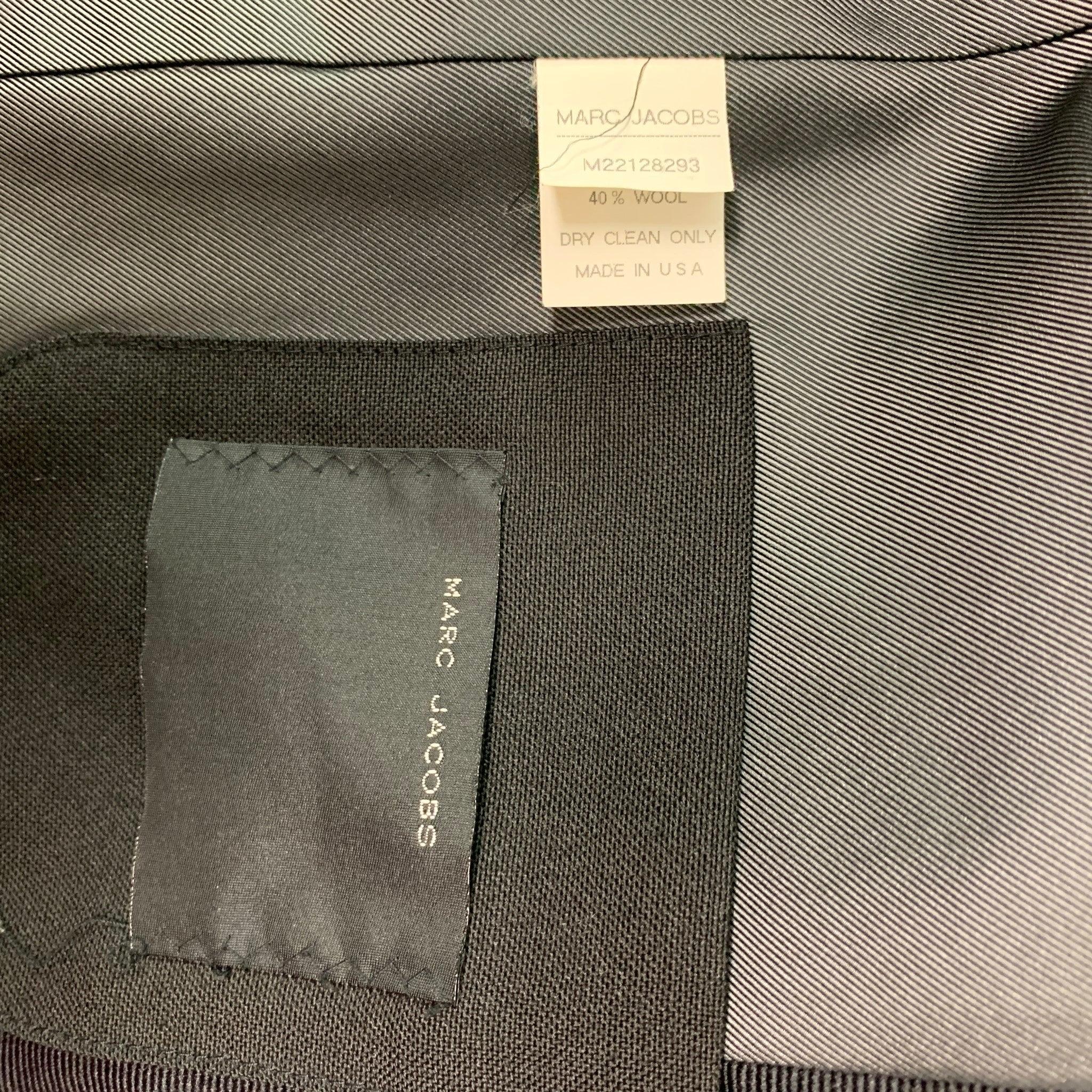 MARC JACOBS Chest Size 38 Black Solid Mohair &  Wool Peak Lapel Sport Coat For Sale 1