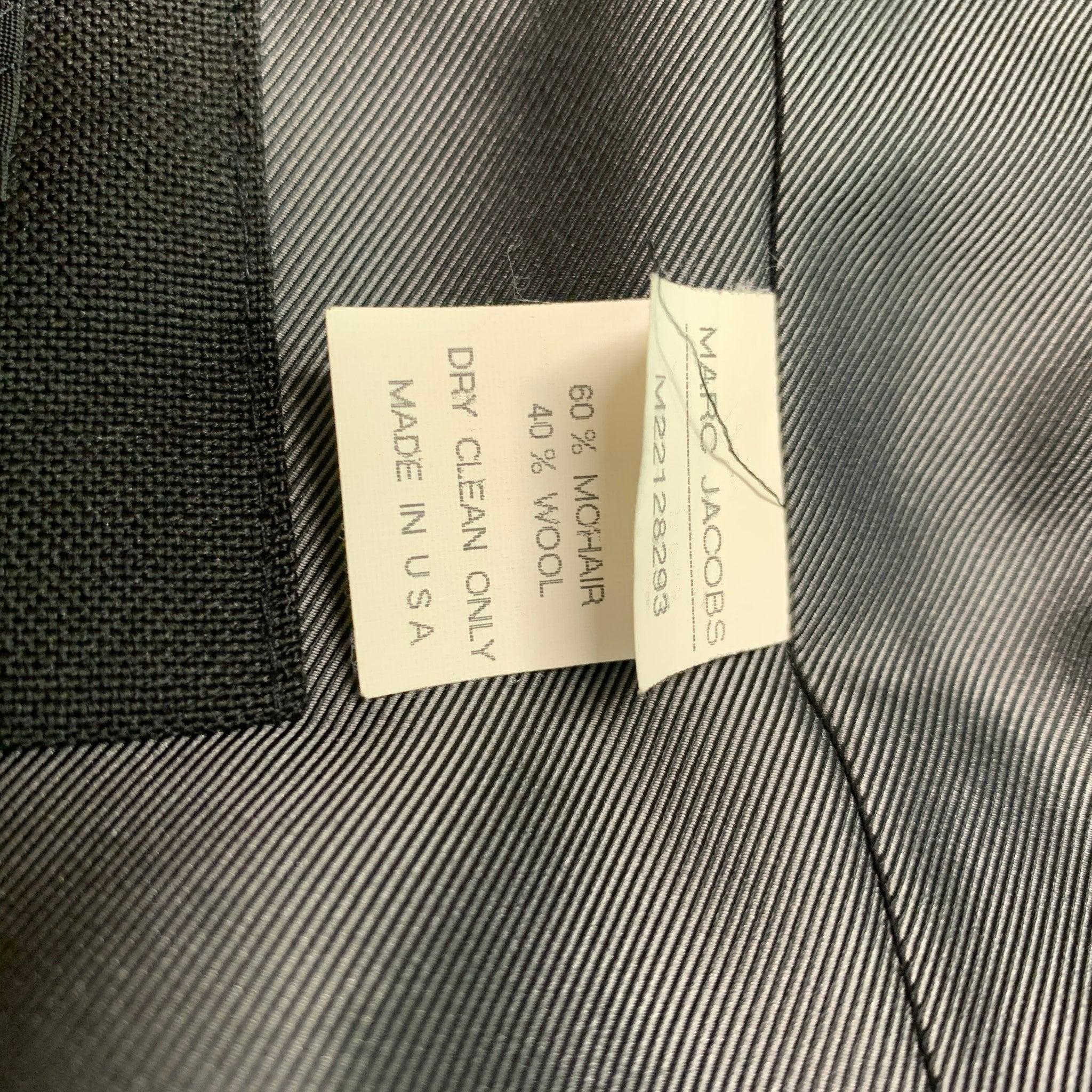 MARC JACOBS Chest Size 38 Black Solid Mohair &  Wool Peak Lapel Sport Coat For Sale 2