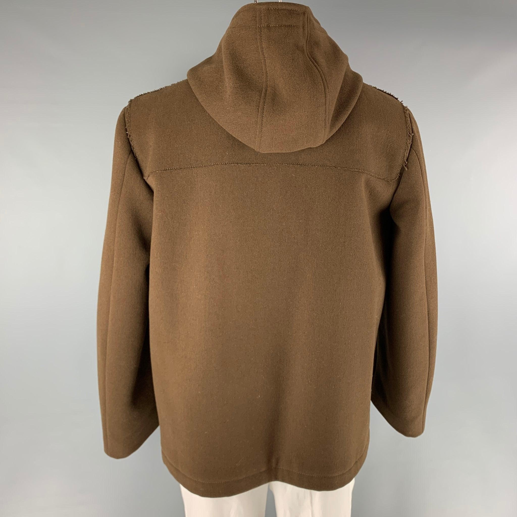 Men's MARC JACOBS Chest Size 42 Size 42 Brown Wool Hooded Coat For Sale