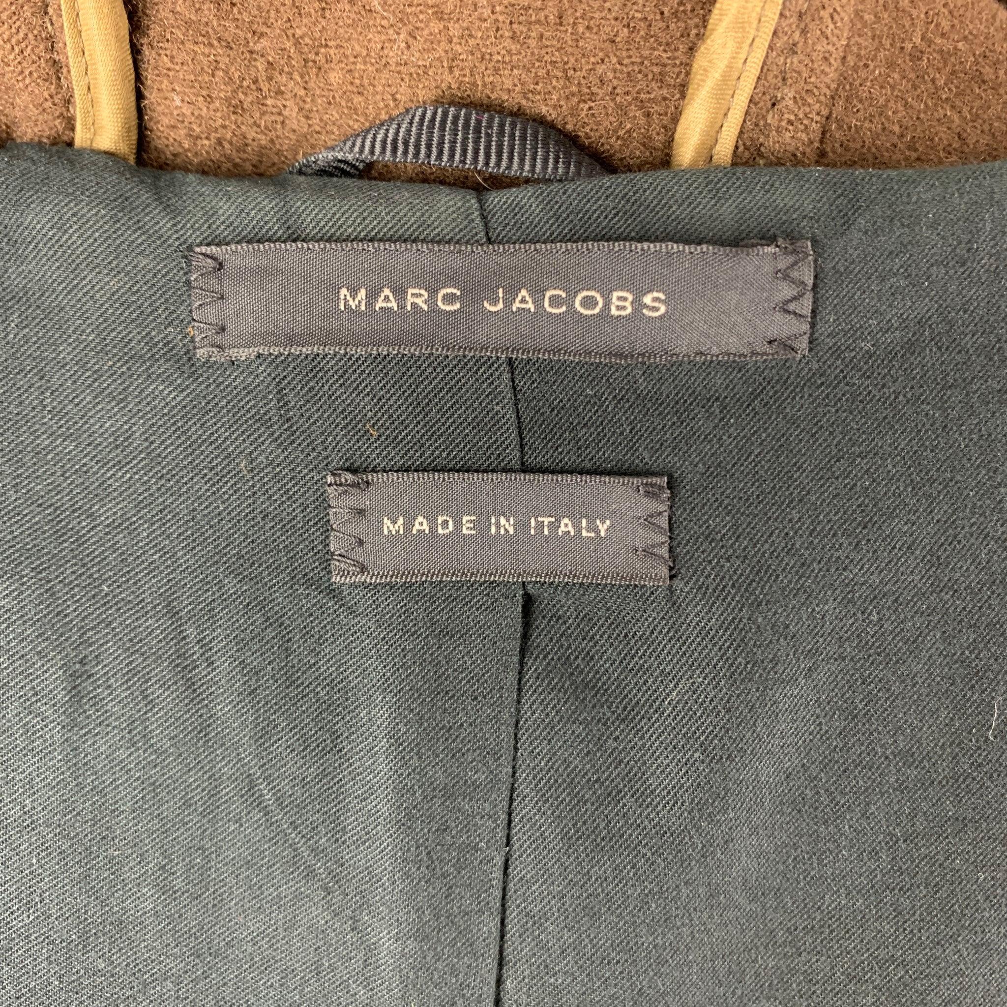 MARC JACOBS Chest Size 42 Size 42 Brown Wool Hooded Coat For Sale 1