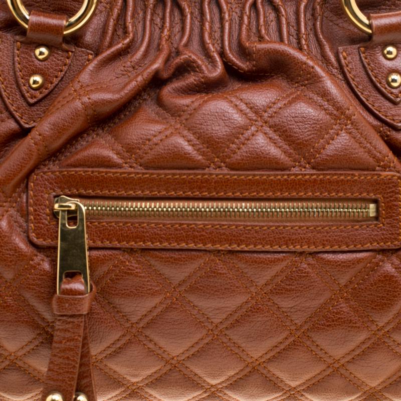 Women's Marc Jacobs Cognac Quilted Leather Stam Shoulder Bag