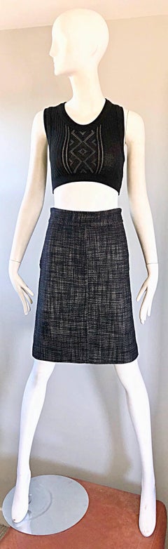 Marc Jacobs Collection Black and White Size 4 / 6 Zipper Detail Pencil Skirt