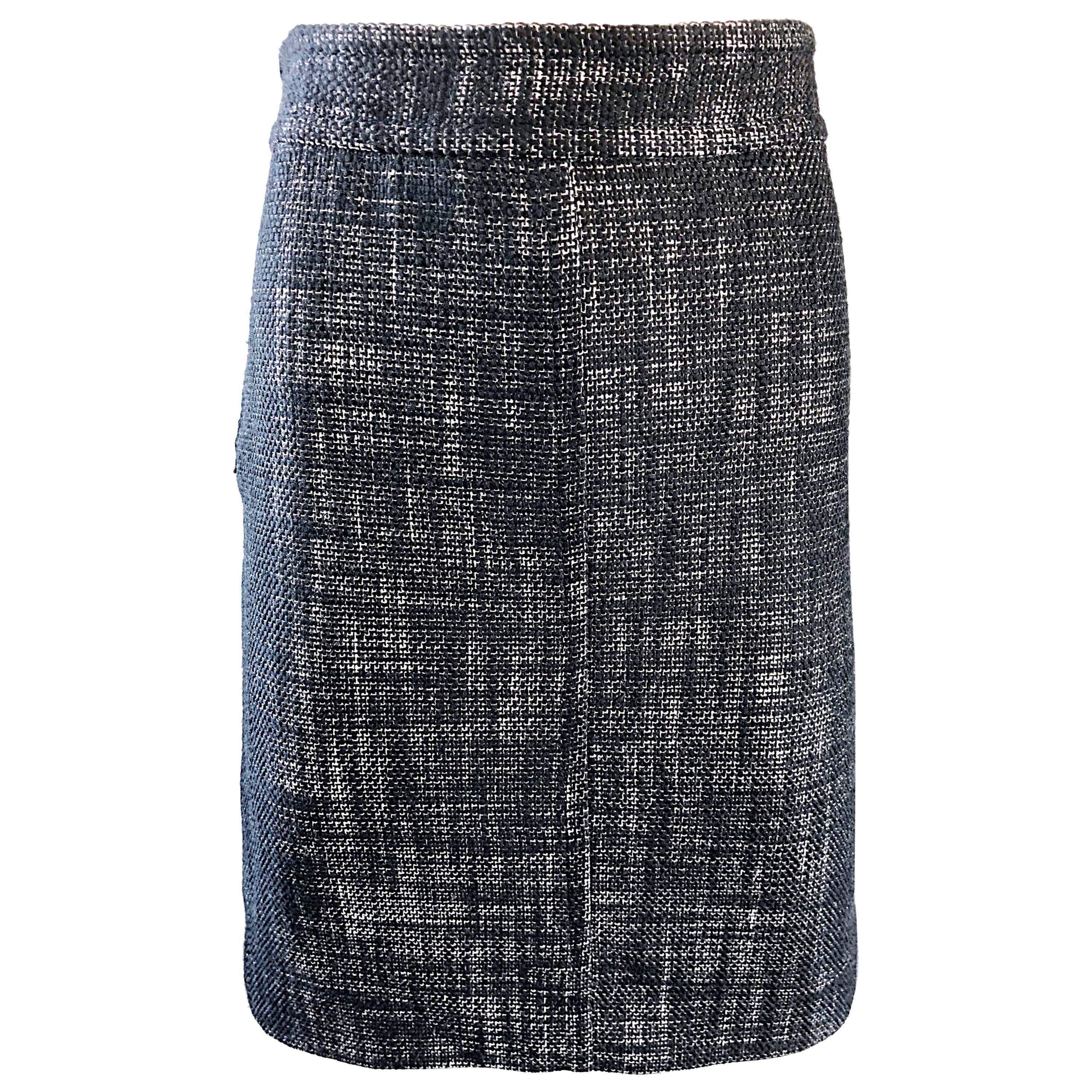 Marc Jacobs Collection Bianco e Nero Taglia 4 / 6 Gonna a matita con dettaglio a cerniera