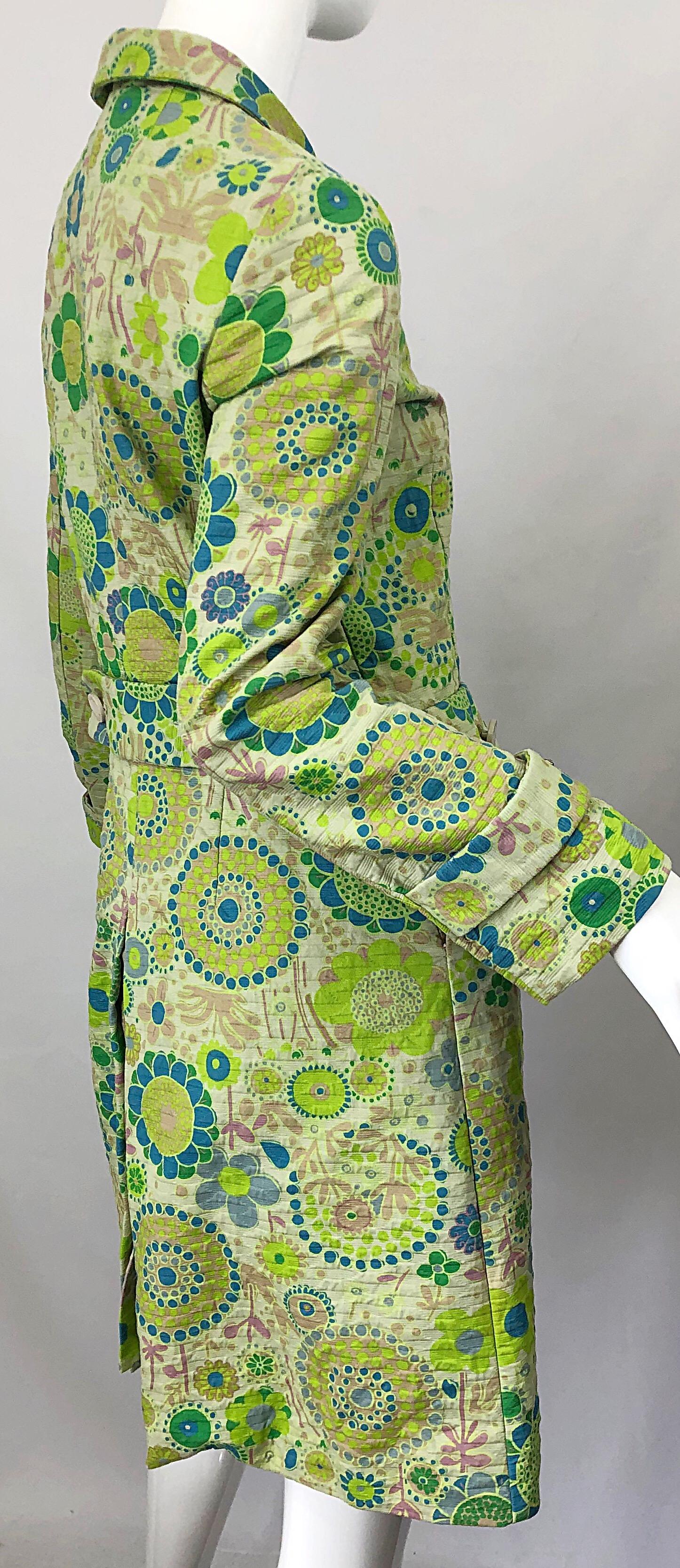 Marc Jacobs Collection Neon Green Blue Rhinestone Mod 60s Style Cotton Jacket For Sale 6