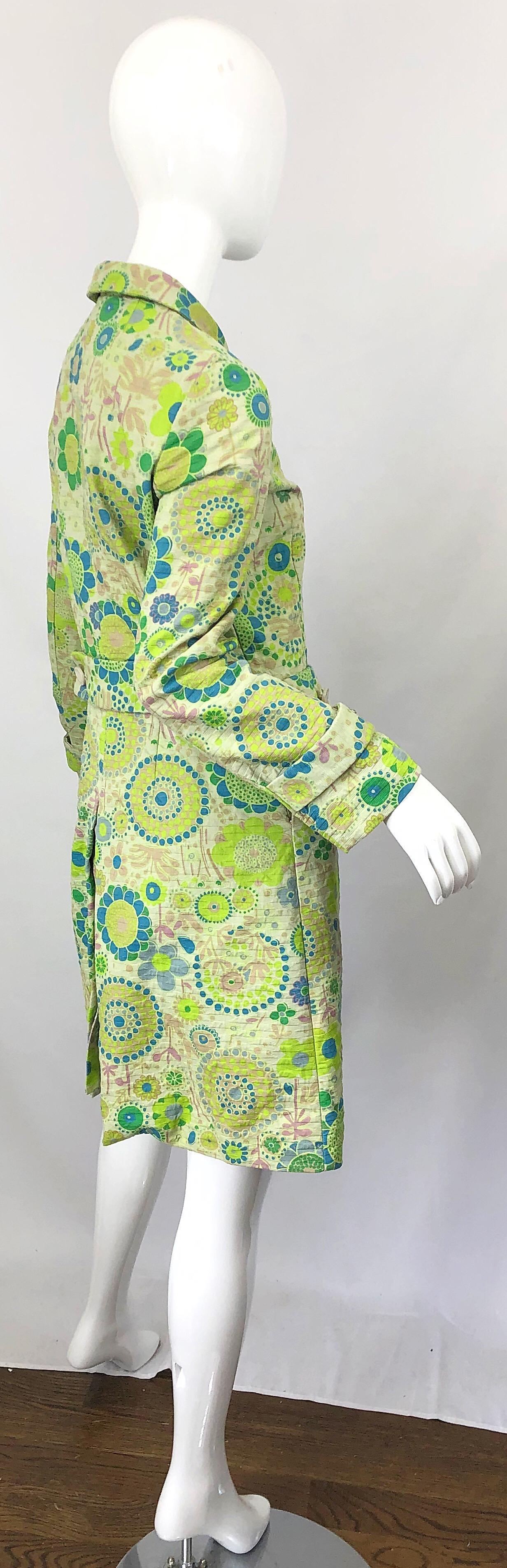 Marc Jacobs Collection Neon Green Blue Rhinestone Mod 60s Style Cotton Jacket For Sale 8