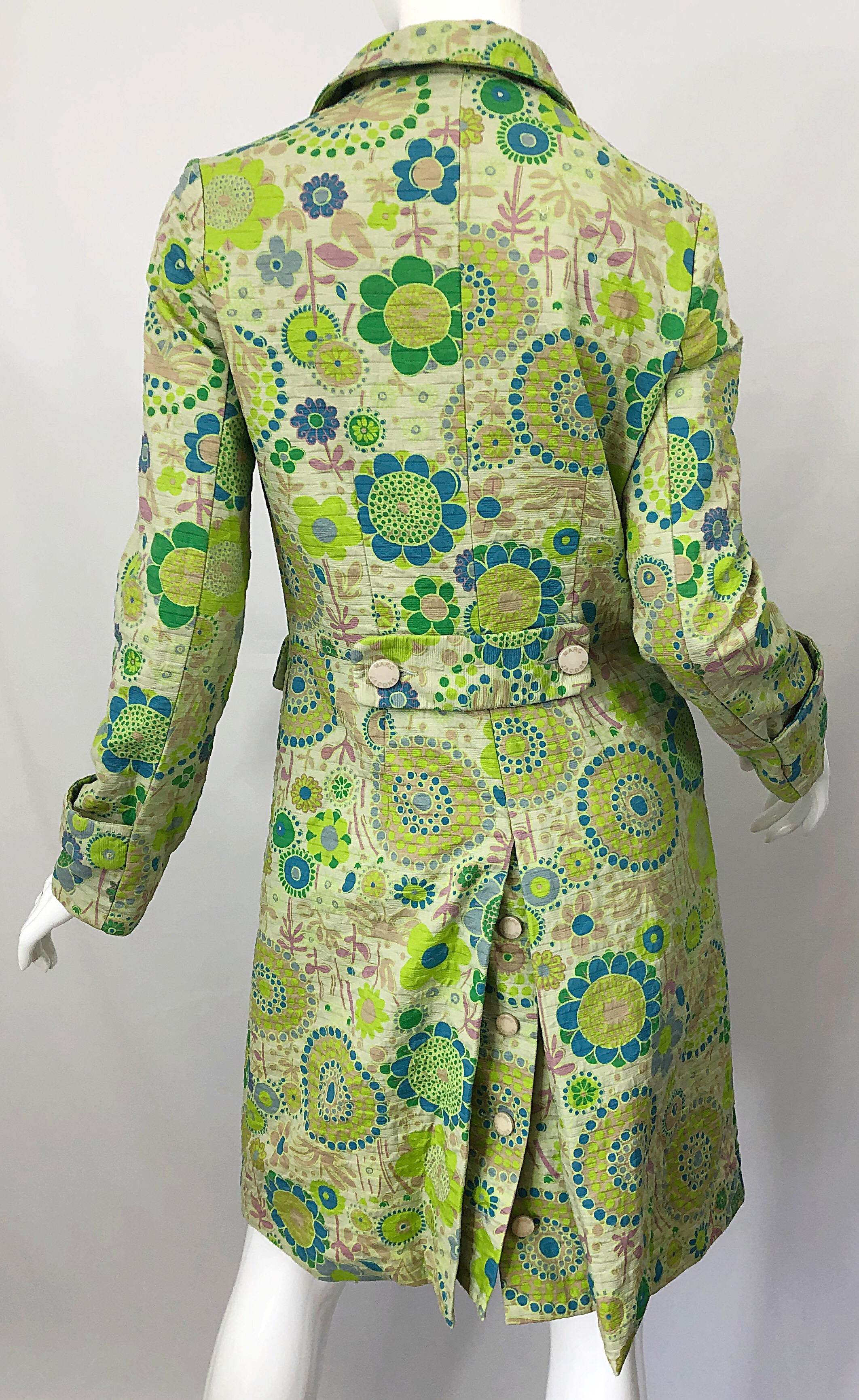 Marc Jacobs Collection Neon Green Blue Rhinestone Mod 60s Style Cotton Jacket For Sale 11