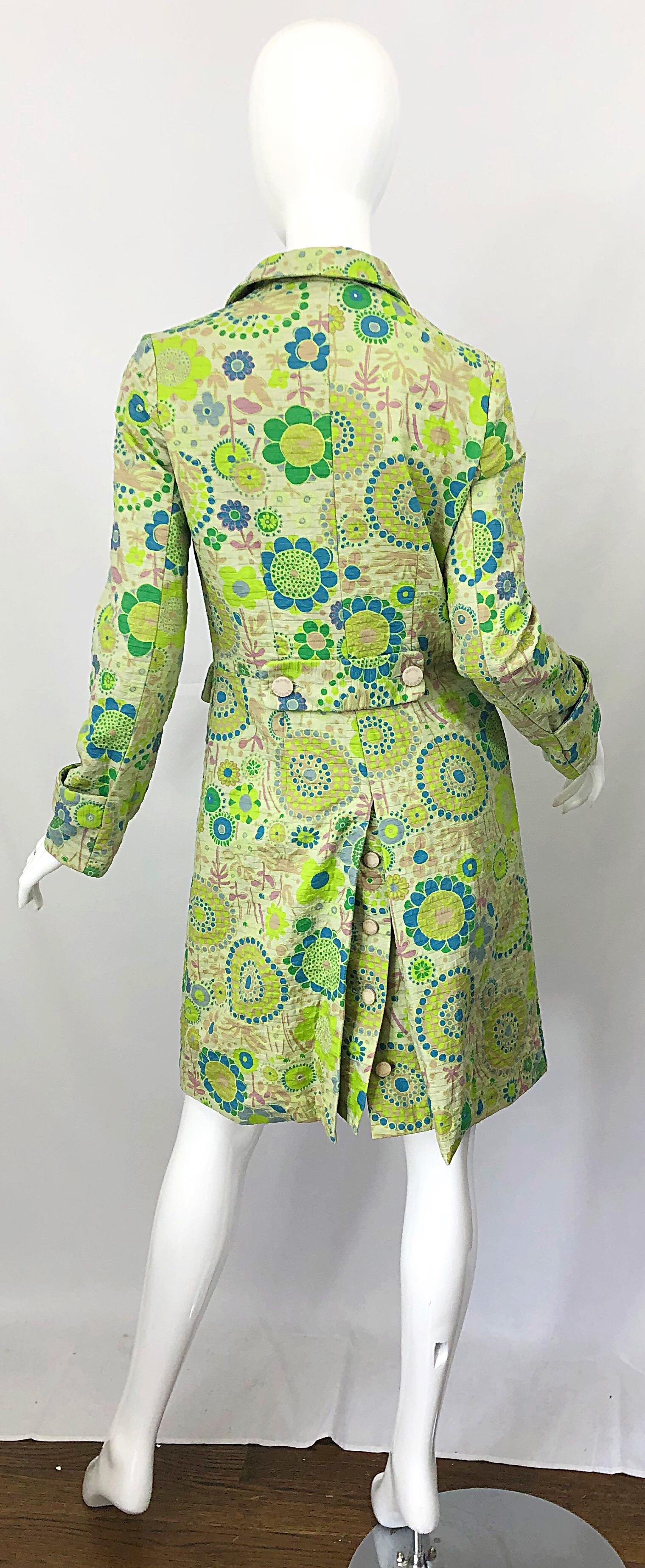 Marc Jacobs Collection Neon Green Blue Rhinestone Mod 60s Style Cotton Jacket (veste en coton) Pour femmes en vente