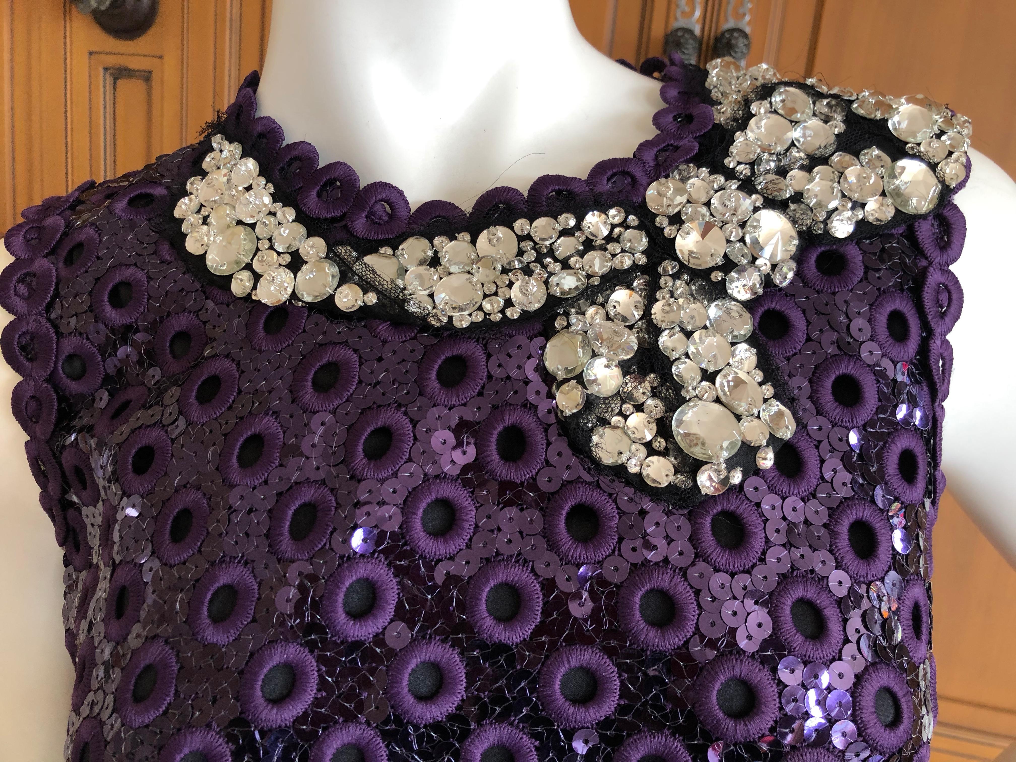 Marc Jacobs Collection Purple Sequin Eyelet Dress w Jewel Tromp l'oeil Necklace 1