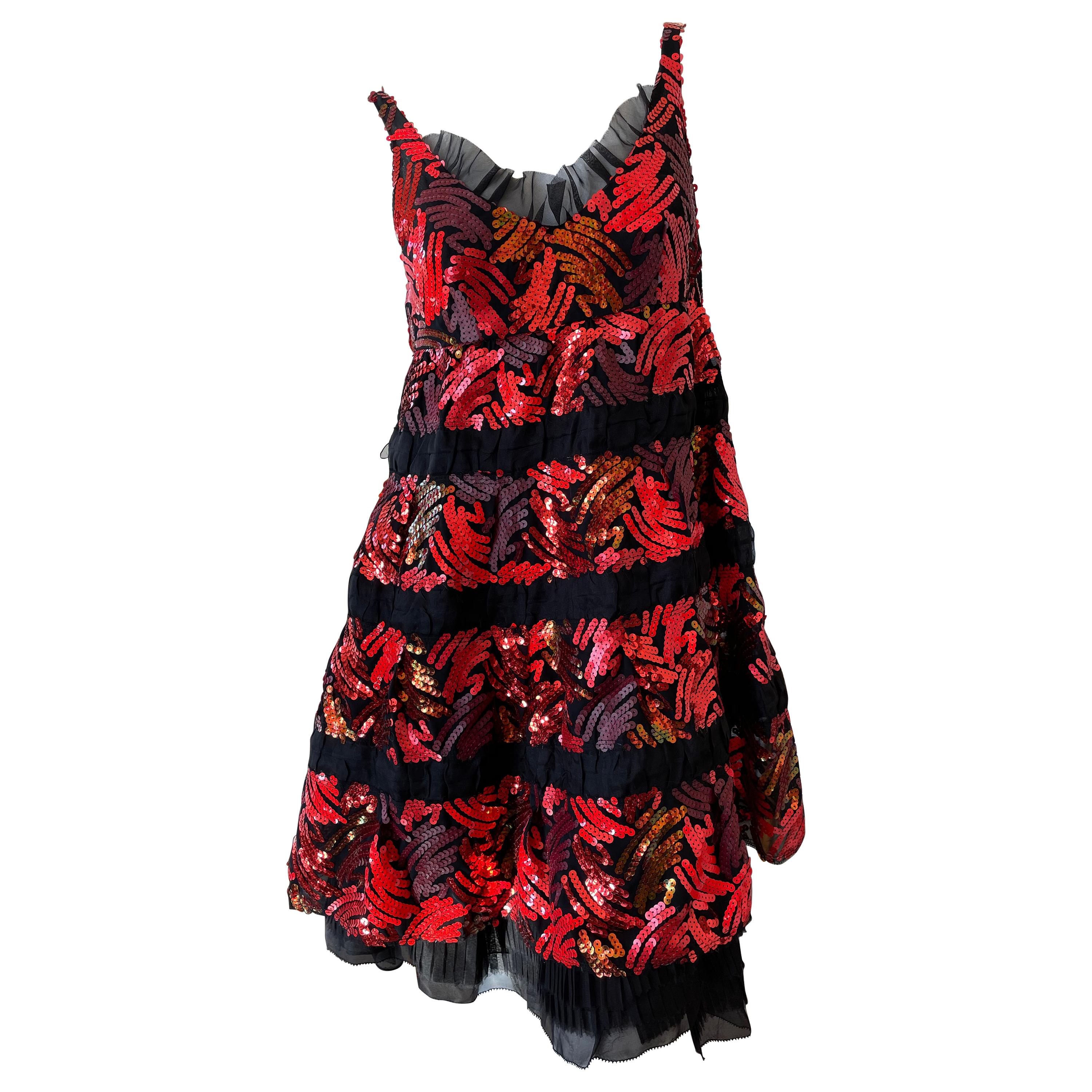 Marc Jacobs Collection Sequin Black Babydoll Dress For Sale