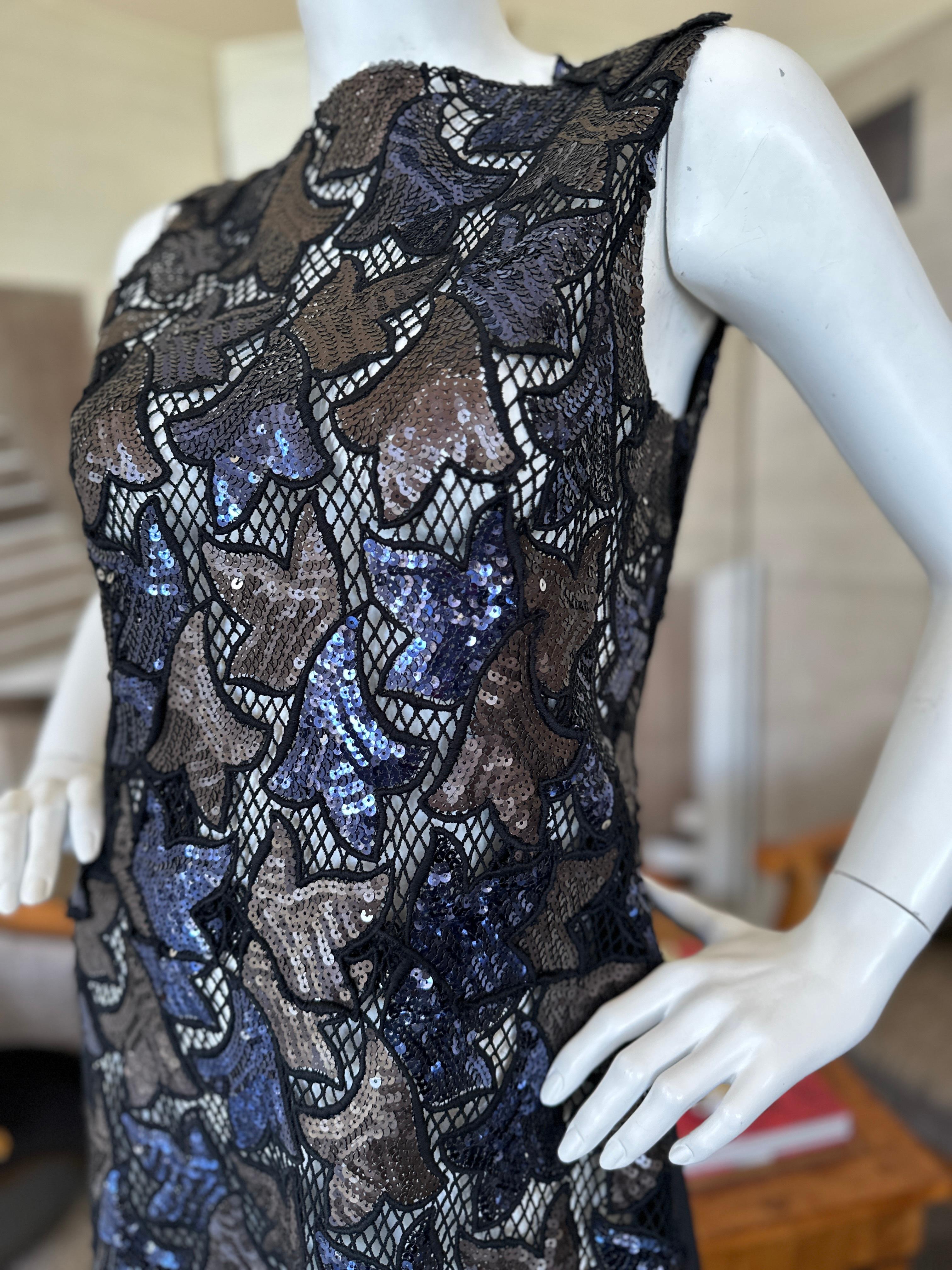 Women's Marc Jacobs Collection Sheer Lace Dress with Sequin Leaves. For Sale