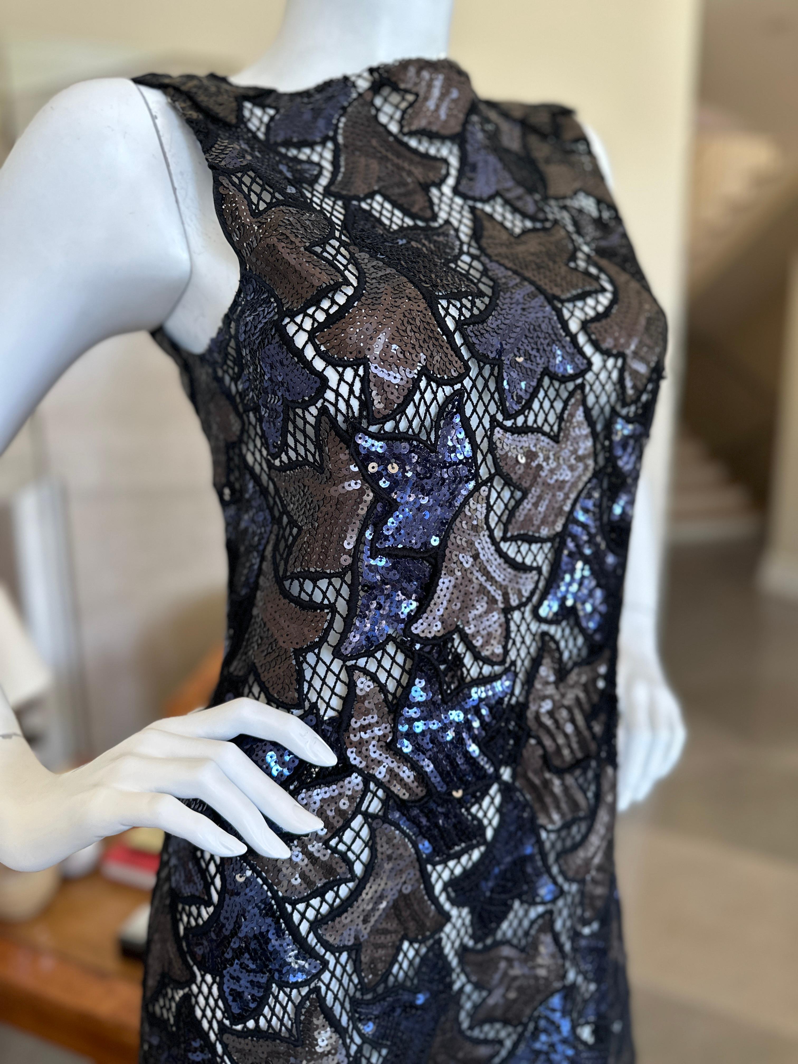 Marc Jacobs Collection Sheer Lace Dress with Sequin Leaves. For Sale 1