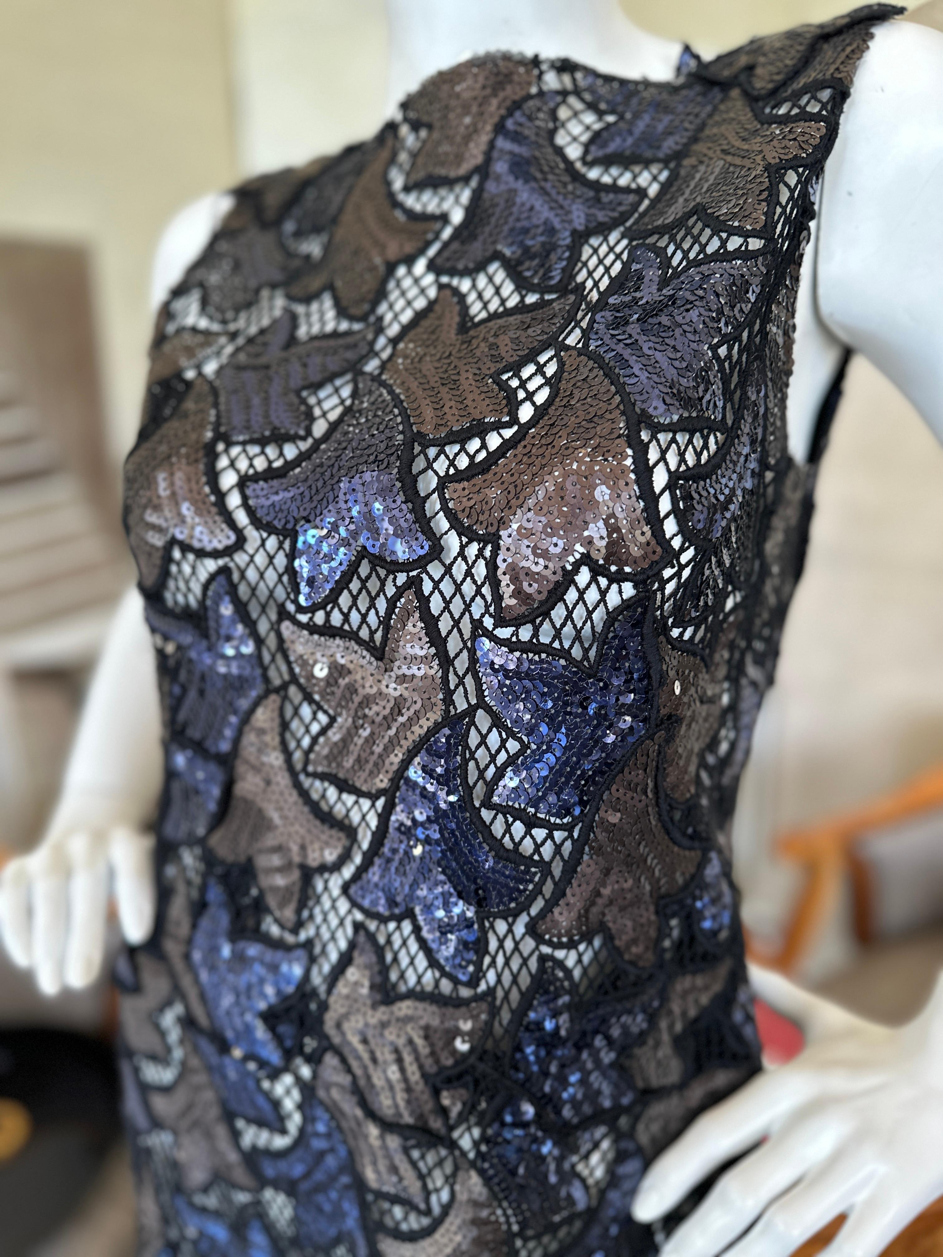 Marc Jacobs Collection Sheer Lace Dress with Sequin Leaves. For Sale 3