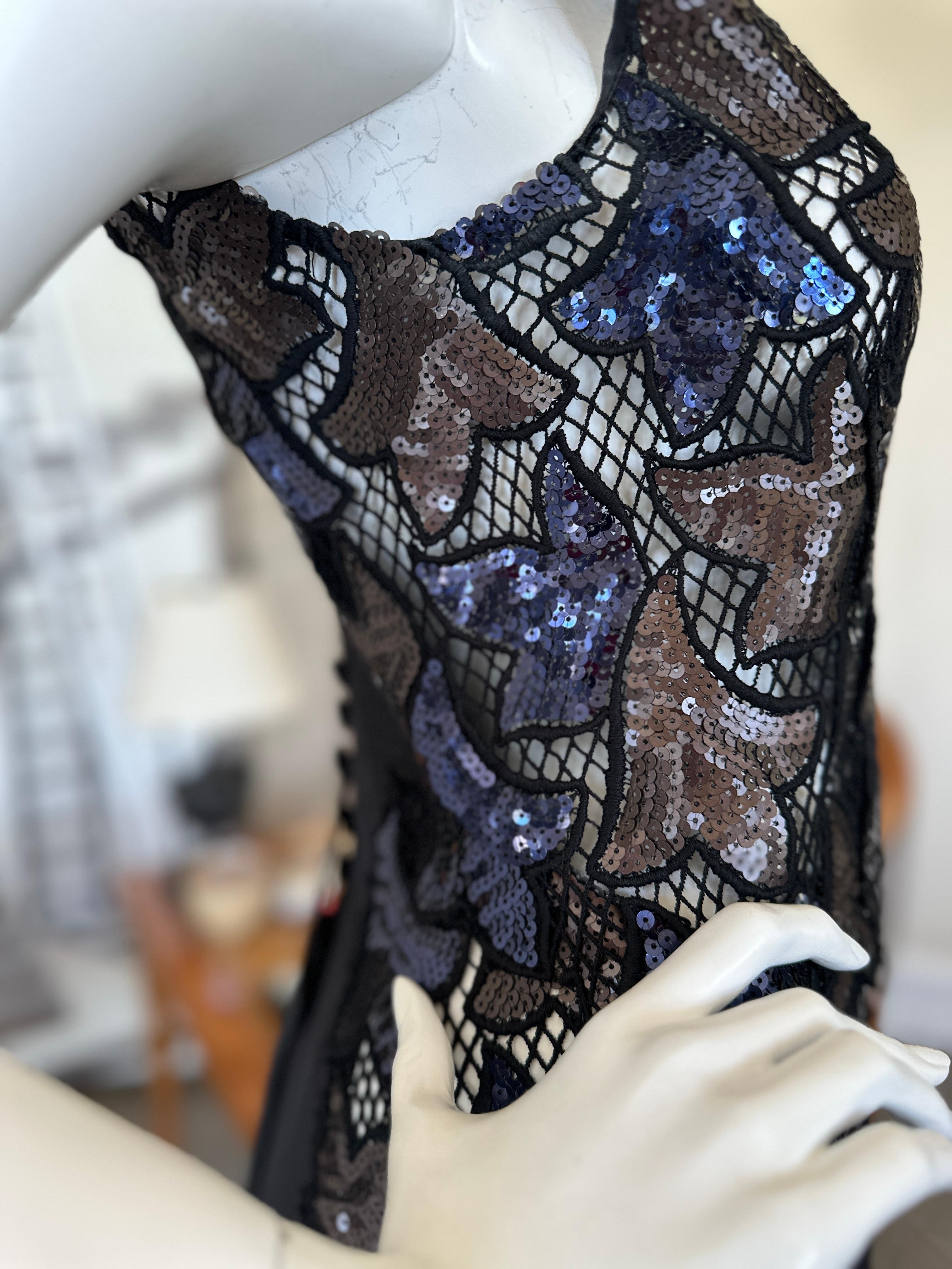 Marc Jacobs Collection Sheer Lace Dress with Sequin Leaves. For Sale 4
