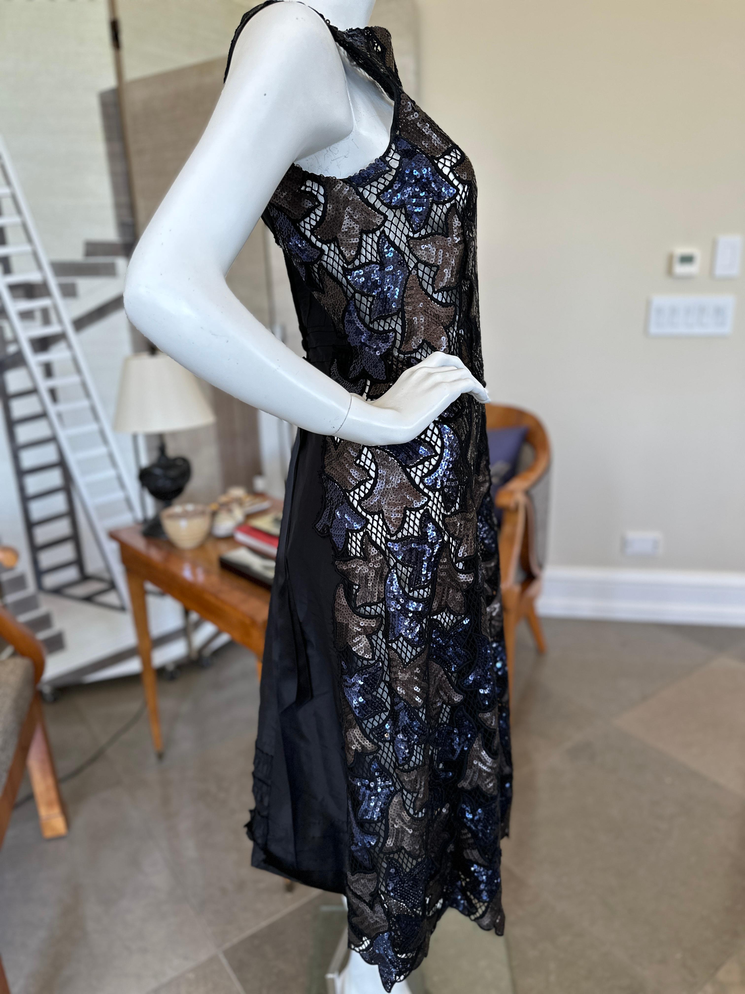Marc Jacobs Collection Sheer Lace Dress with Sequin Leaves. For Sale 5