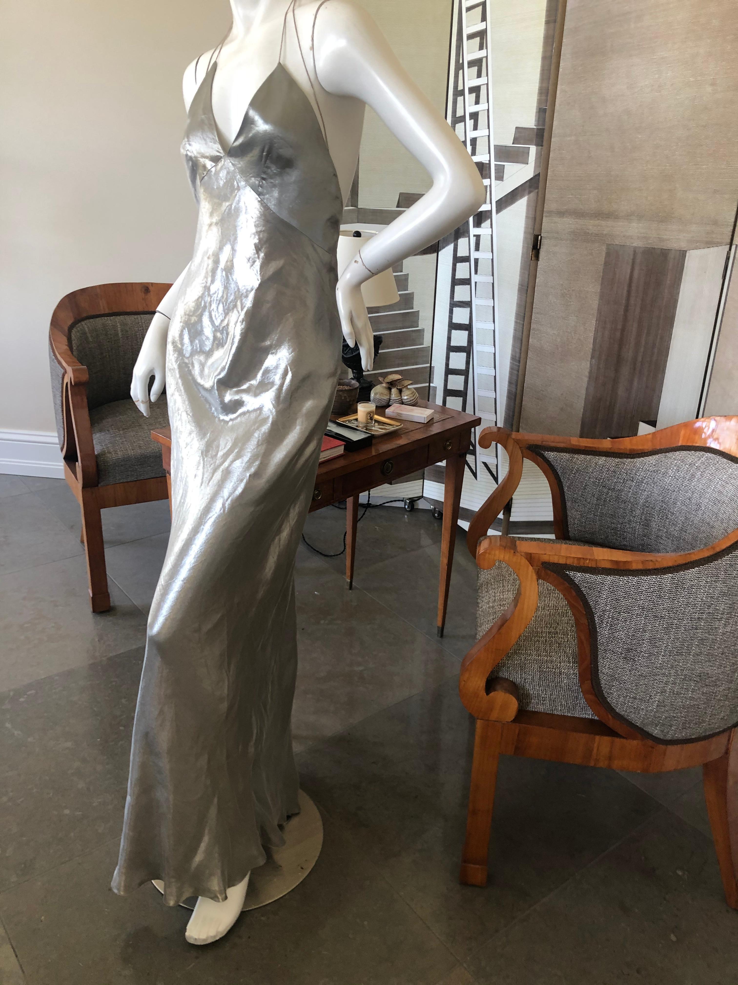 Marc Jacobs Collection Silver Silk Siren Hollywood Goddess Gown For Sale 1