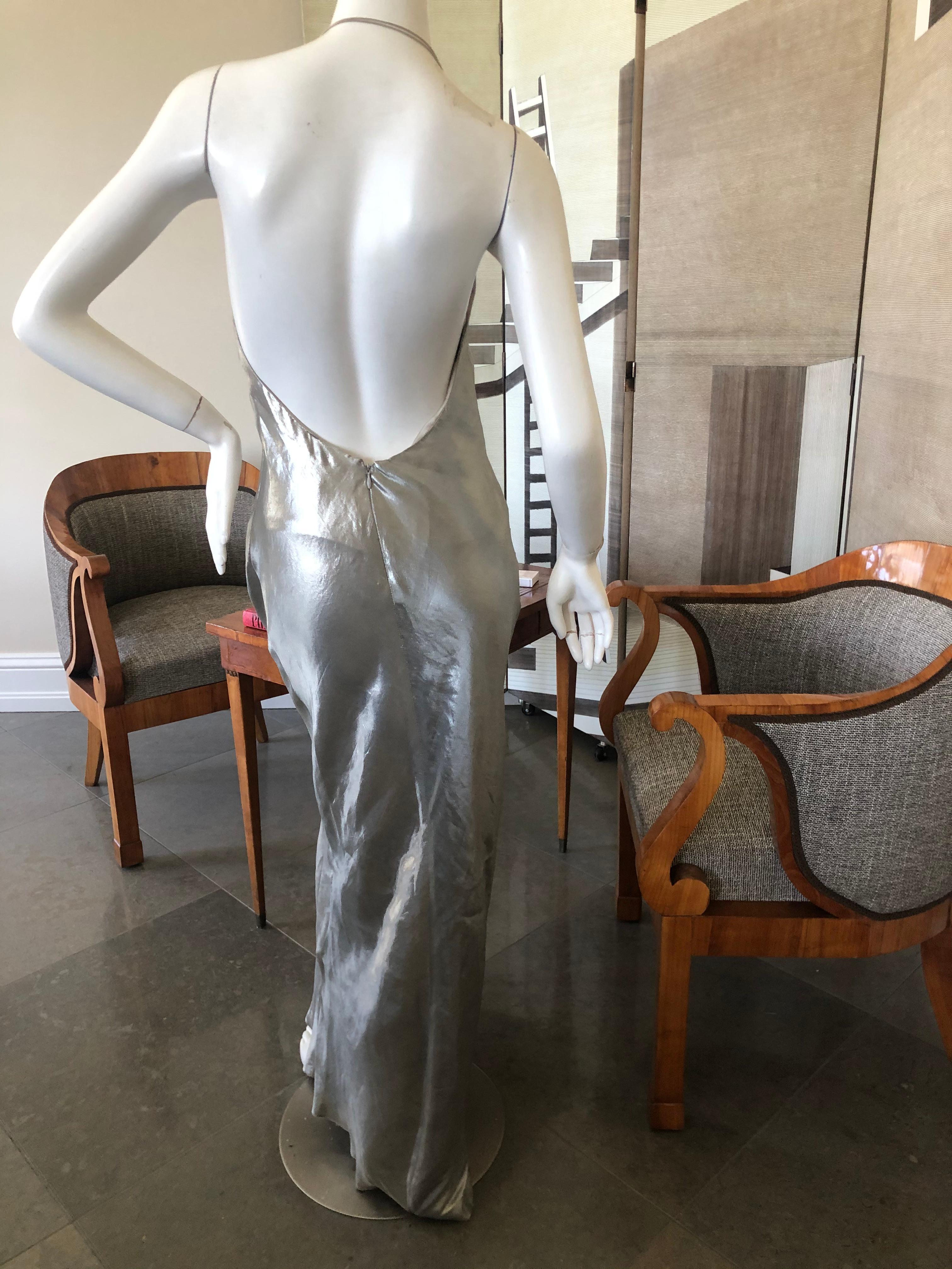 Marc Jacobs Collection Silver Silk Siren Hollywood Goddess Gown For Sale 2