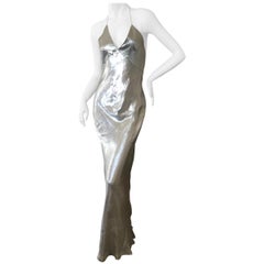 Marc Jacobs Collection Silver Silk Siren Hollywood Goddess Gown