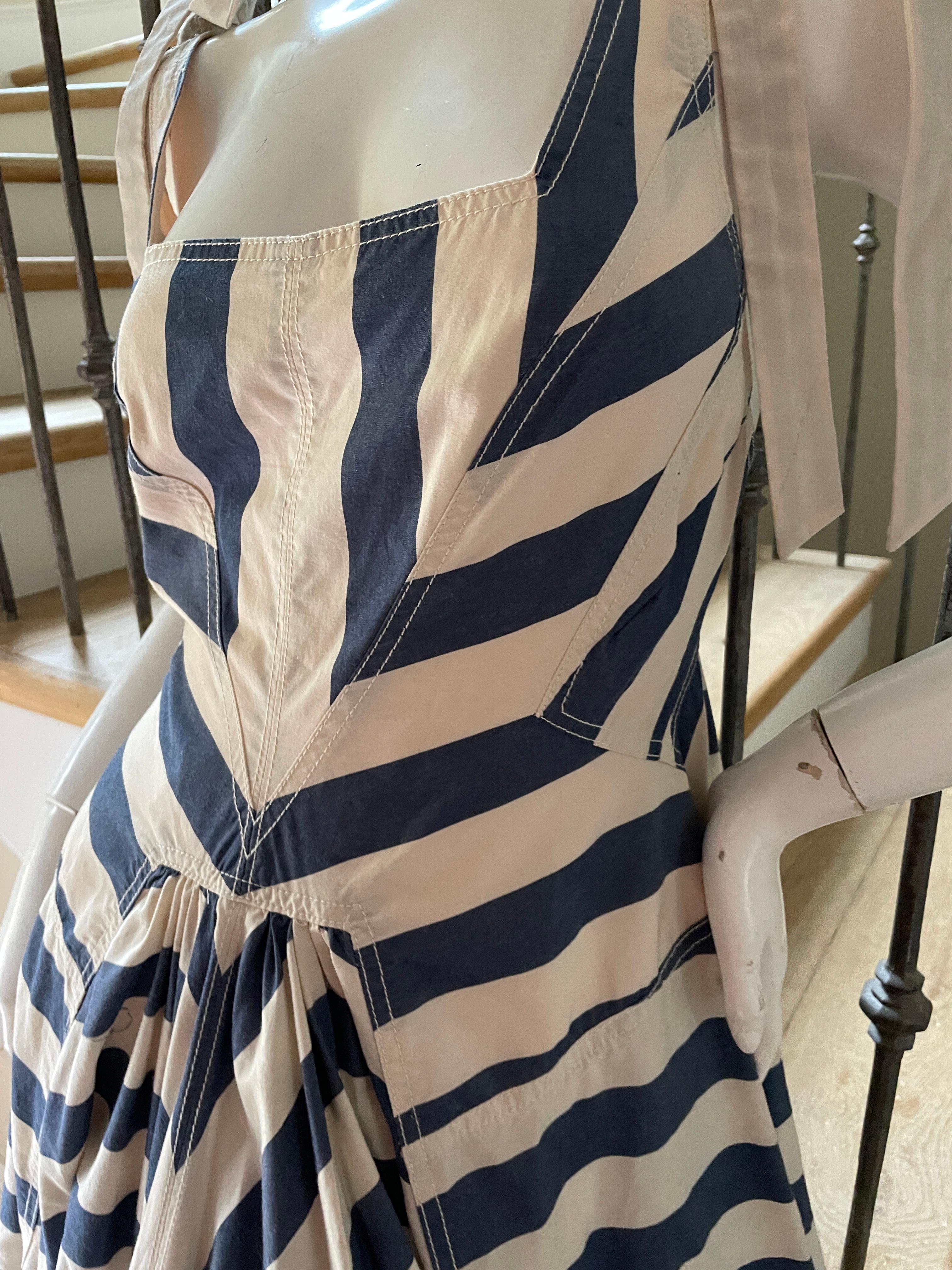 Marc Jacobs Collection Vintage Markise Streifen Baumwolle Kleid mit Full Circle Rock im Zustand „Hervorragend“ in Cloverdale, CA