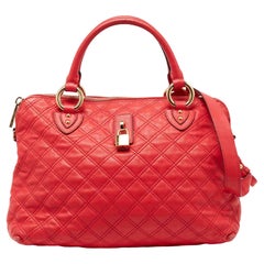 Used Marc Jacobs Coral Red Quilted Leather Rio Satchel