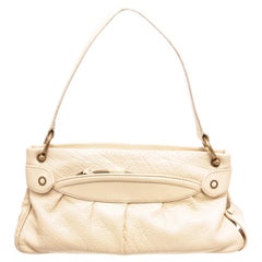Marc Jacobs Cream Leather Shoulder Bag with gold-tone hardware