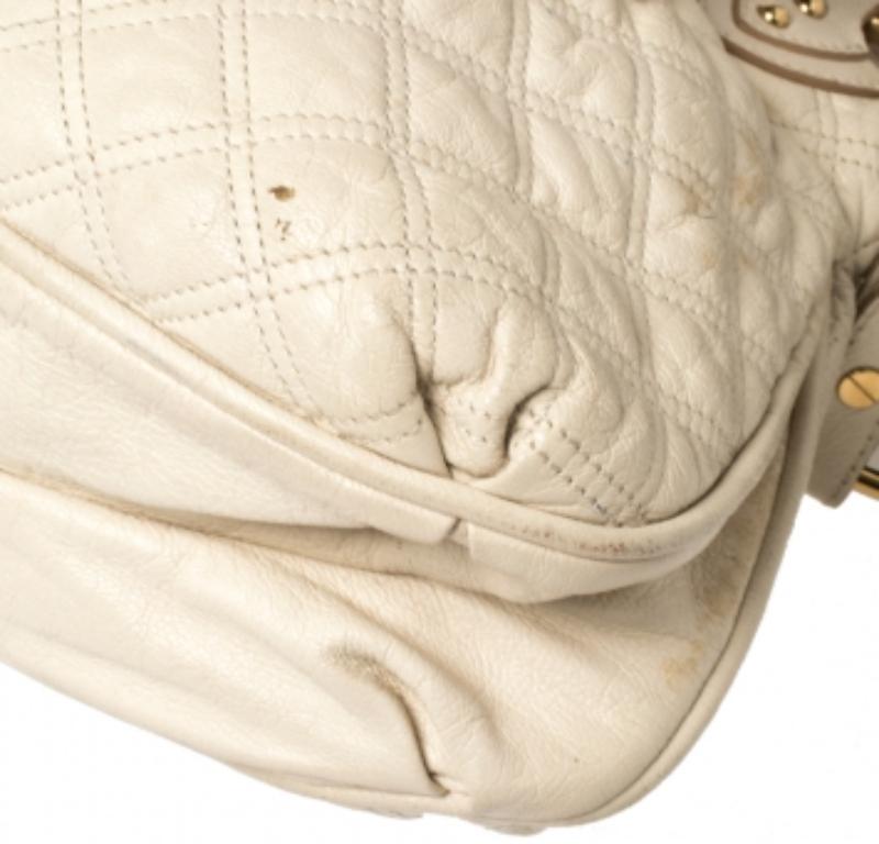 Marc Jacobs Cream Quilted Leather Cecilia Satchel For Sale 3