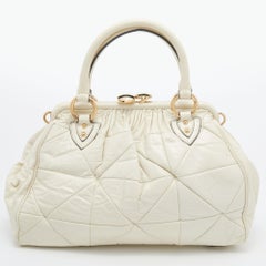 Marc Jacobs Cream Quilted Leather Stam Satchel