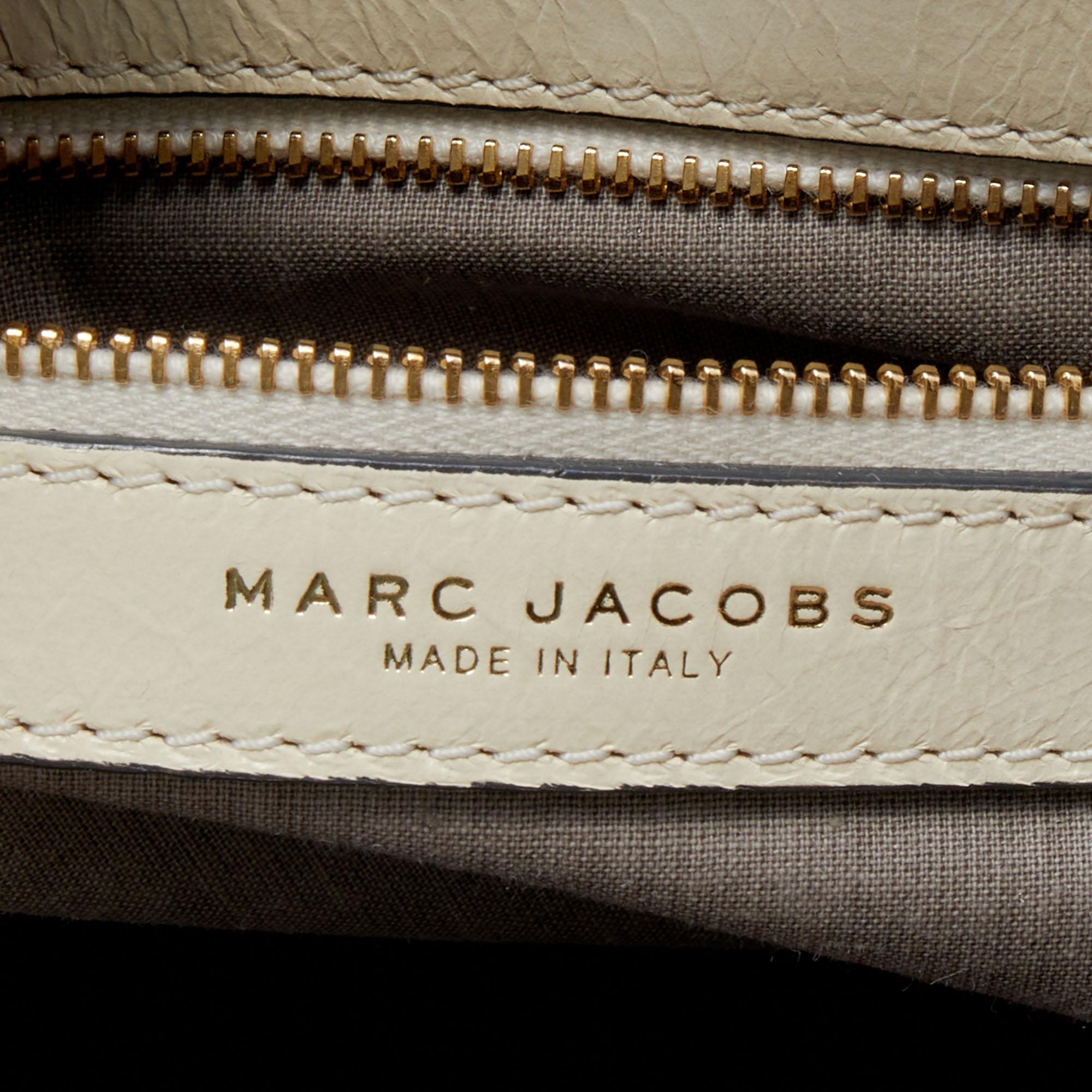 Marc Jacobs Cream Quilted Leather Stam Satchel In Good Condition In Dubai, Al Qouz 2