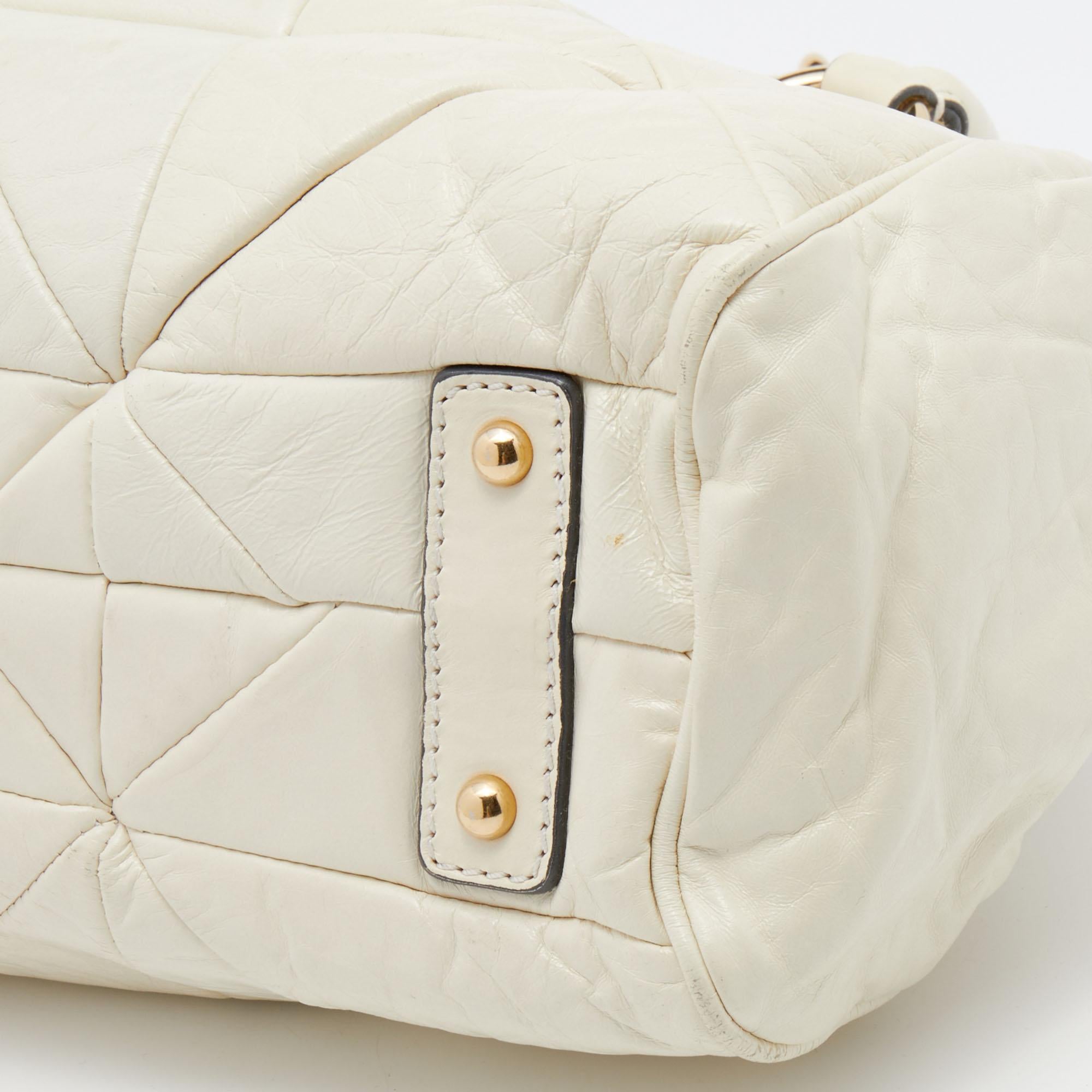 Marc Jacobs Cream Quilted Leather Stam Satchel 1