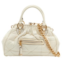 Marc Jacobs Cream Quilted Leather Stam Satchel