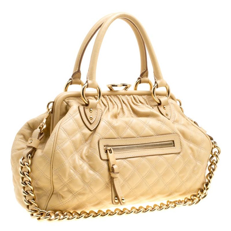 Marc Jacobs Cream Quilted Leather Stam Shoulder Bag For Sale at 1stDibs