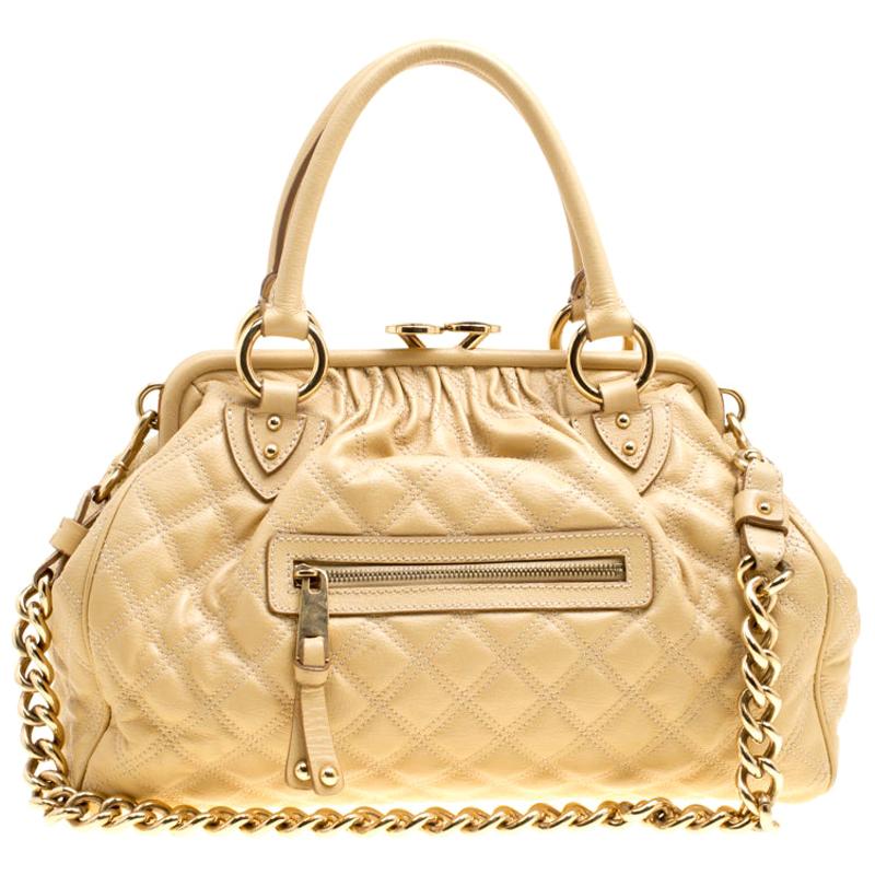 Marc Jacobs Cream Quilted Leather Stam Shoulder Bag