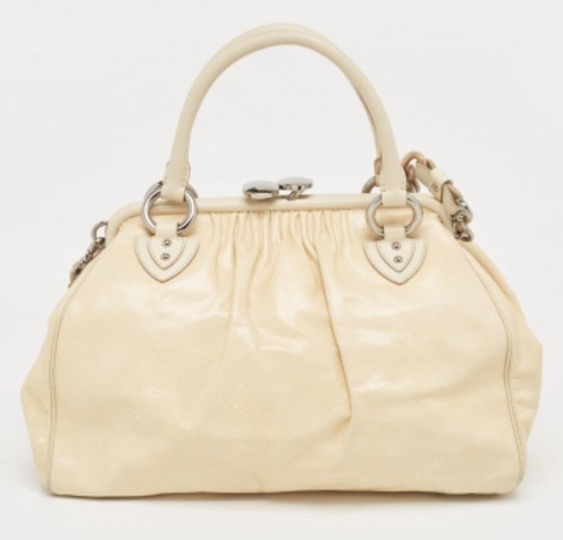 Women's Marc Jacobs Cream Snakeskin Embossed Leather Stam Satchel