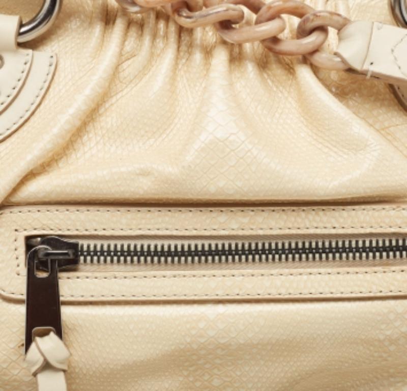 Marc Jacobs Cream Snakeskin Embossed Leather Stam Satchel 1