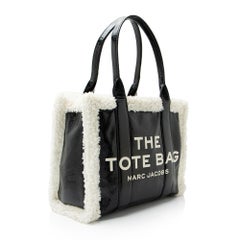 Marc Jacobs Crinkled Leather Faux Shearling The Tote Large Bag