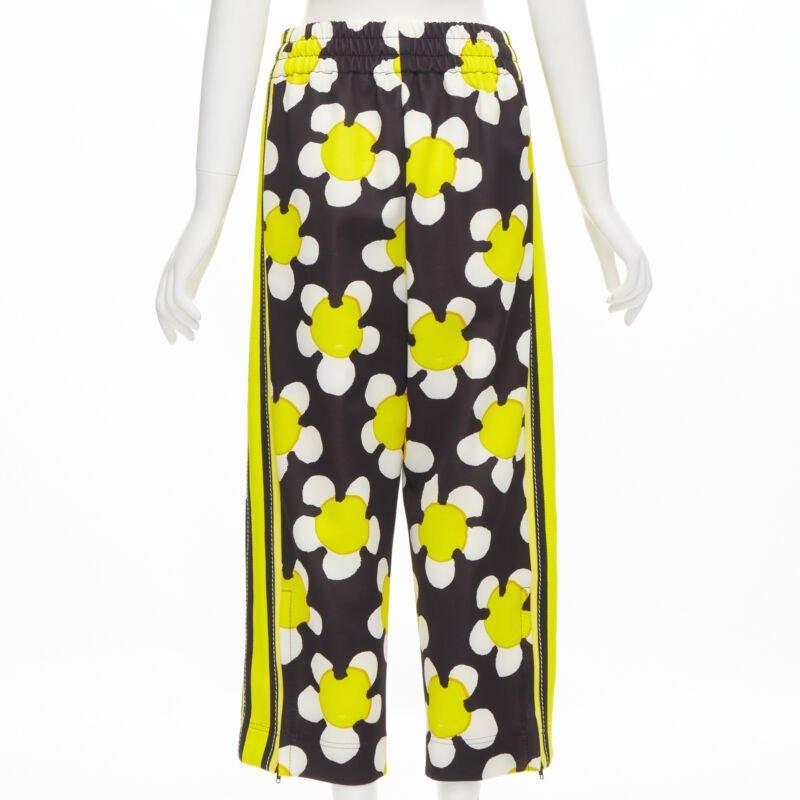 Women's MARC JACOBS Daisy black white yellow side trim wide leg track pants US0 XS For Sale